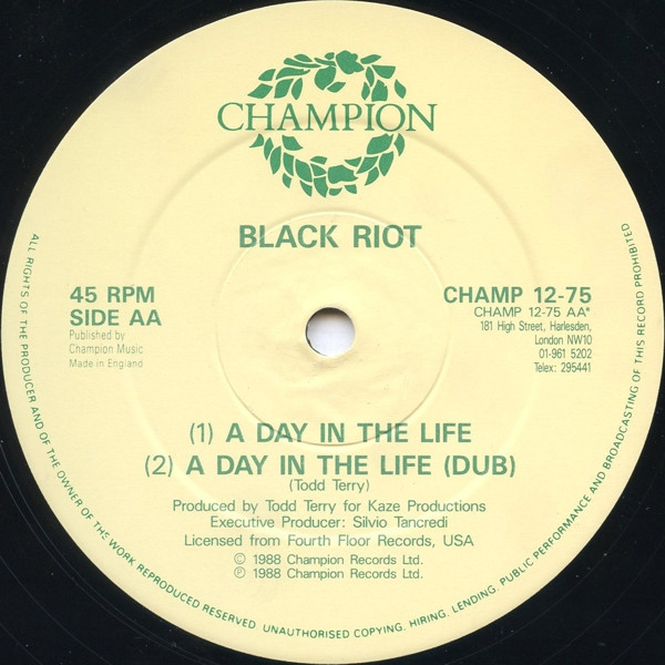 Black Riot - Warlock / A Day In The Life | Champion (CHAMP 12-75) - 4