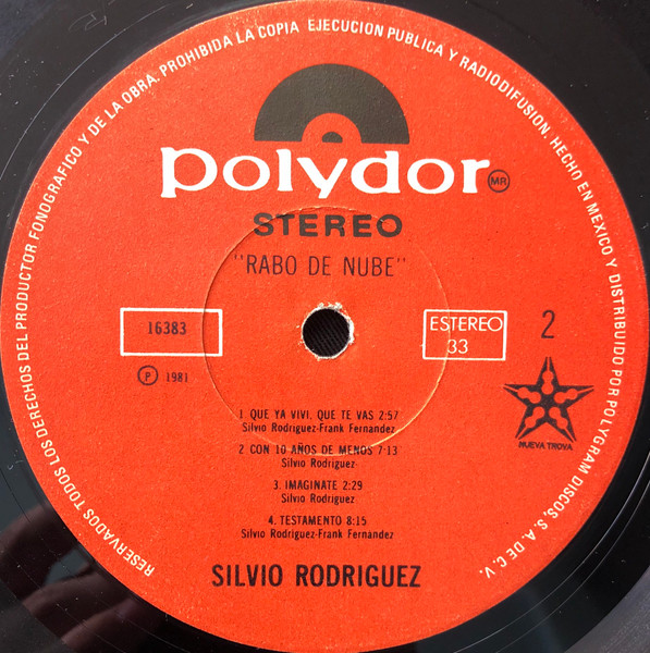 Silvio Rodríguez - Rabo De Nube | PolyGram (LPR 16383) - 4 Silvio Rodríguez - Rabo De Nube | PolyGram (LPR 16383) - 4