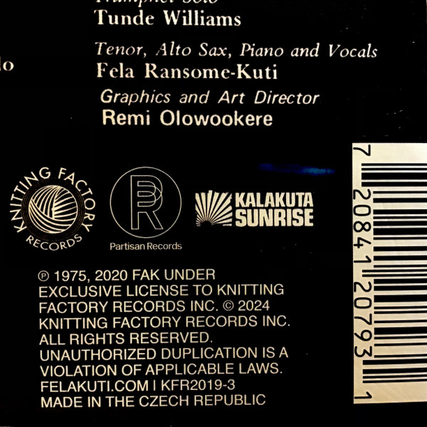 Fela & Africa 70 - Noise For Vendor Mouth | Knitting Factory Records (KFR2019-3) Fela & Africa 70 - Noise For Vendor Mouth | Knitting Factory Records (KFR2019-3)