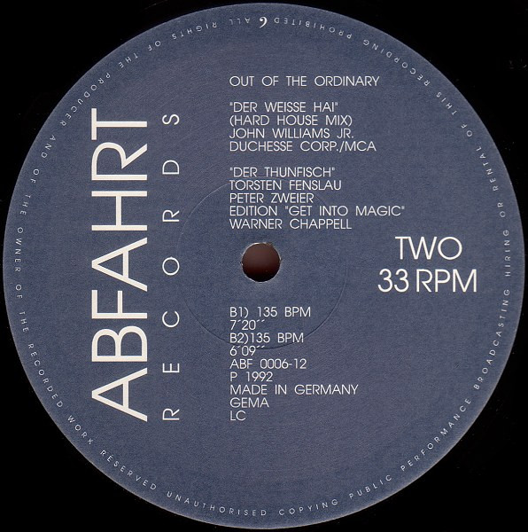 Out Of The Ordinary - Der Weisse Hai | Abfahrt Records (ABF 0006-12) - 4