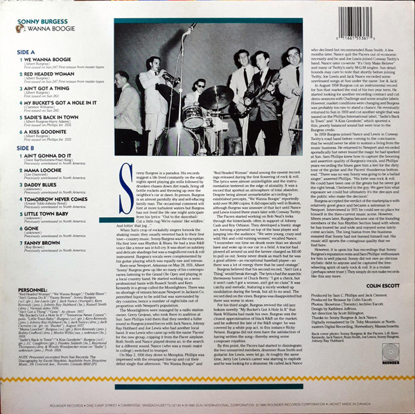 Sonny Burgess - We Wanna Boogie | Rounder Records (SS36) - 2