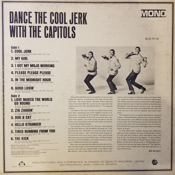 The Capitols - Dance The Cool Jerk With The Capitols | ATCO Records (SD 33-190(D)) - 2 The Capitols - Dance The Cool Jerk With The Capitols | ATCO Records (SD 33-190(D)) - 2