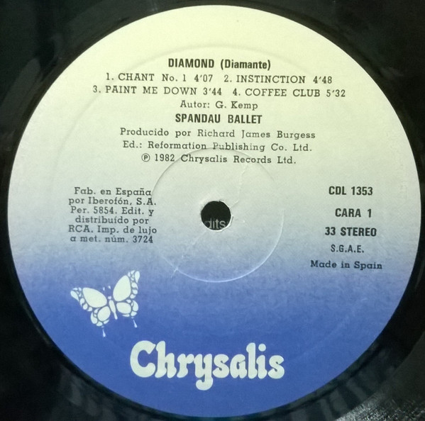 Spandau Ballet - Diamond | Chrysalis (CDL 1353) - 2