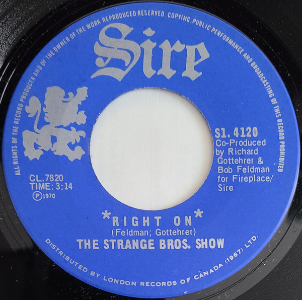 The Strange Bros. Show - Shakey Jakes / Right On | Sire (S1. 4120) - 2