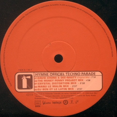 David Chong & Dee Nasty - Techno Parade 1999 - Hymne Officiel De La Techno Parade - Music Makes Me Dance | Versailles (SAMPMS 76026) - 3