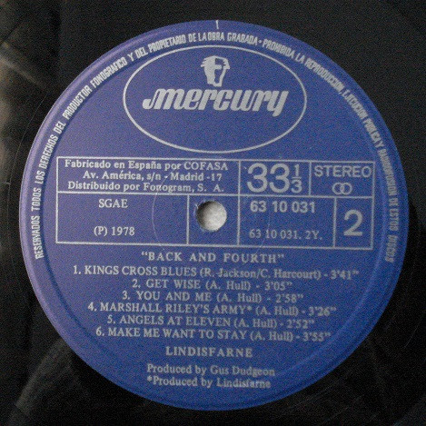 Lindisfarne - Back And Fourth | Mercury (63 10 031) - 4