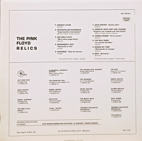 Pink Floyd - Relics | EMI (054 1507401) - 2