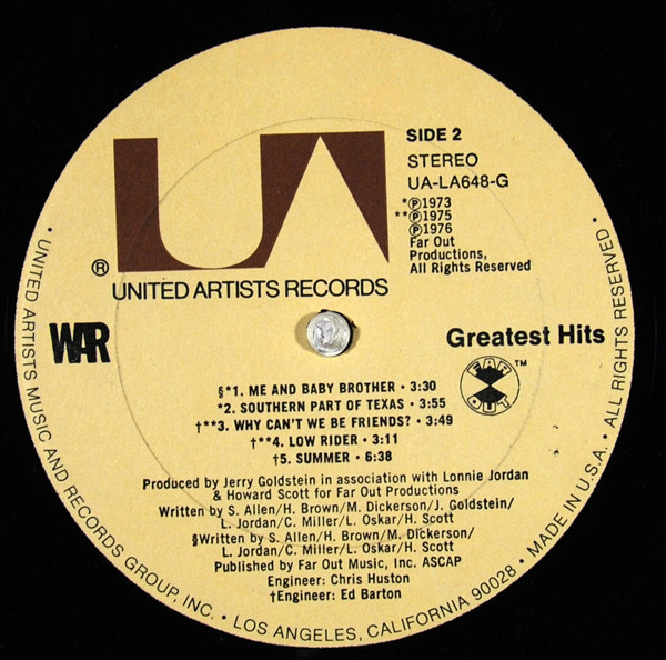 War - Greatest Hits | United Artists Records (UA-LA648-G) - 4 War - Greatest Hits | United Artists Records (UA-LA648-G) - 4