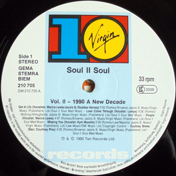 Soul II Soul - Vol. II - 1990 A New Decade | 10 Records (DIX 90) - 3