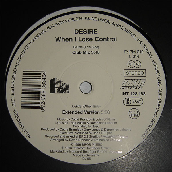 Desire - When I Lose Control | Bros Music (INT 128.163)