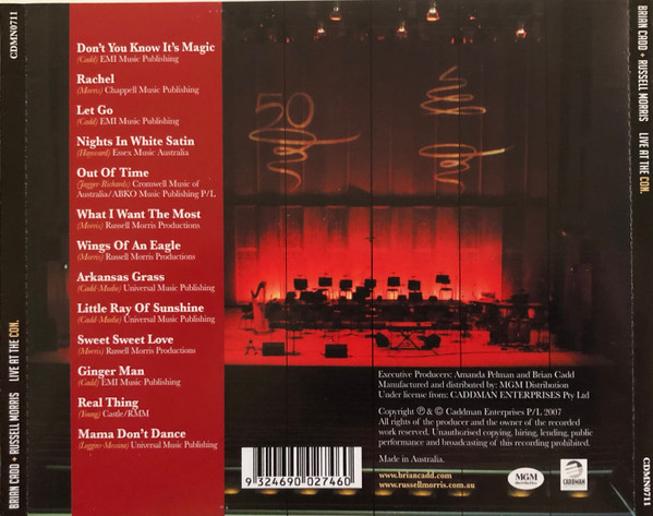 Brian Cadd , Russell Morris - Brian Cadd + Russell Morris Live At The Con. CD | Caddman Enterprises (CDMN0711) - 2
