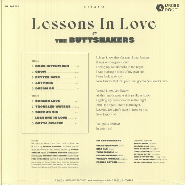 The Buttshakers - Lessons In Love | Underdog Records (UR 849291) - 2