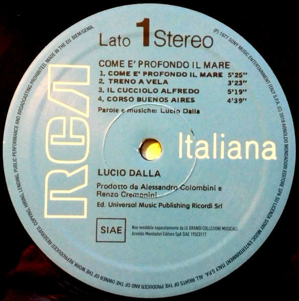 Lucio Dalla - Come È Profondo Il Mare | RCA Italiana (19SC0117) - 3