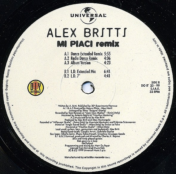 Alex Britti - Mi Piaci (Remix) | Do It Yourself Entertainment (DO IT 23-99) Alex Britti - Mi Piaci (Remix) | Do It Yourself Entertainment (DO IT 23-99)