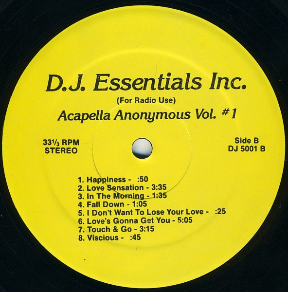 Various - Acapella Anonymous Vol. #1 | DJ Essentials Inc. (DJ 5001) - 2
