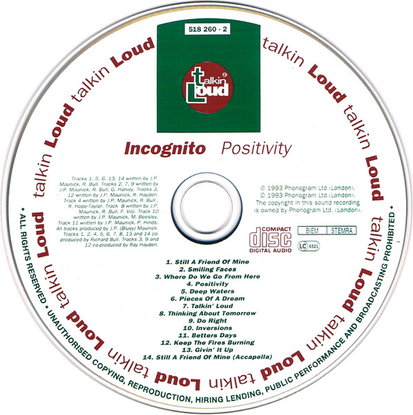 Incognito - Positivity | Talkin' Loud (518 260-2) - 3