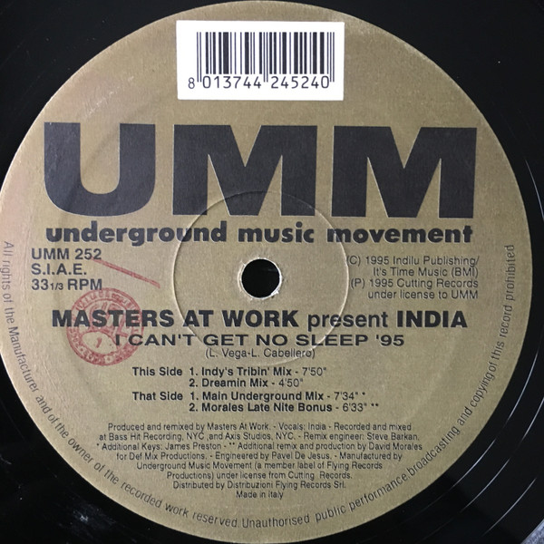 Masters At Work Present India - I Can't Get No Sleep '95 | UMM (UMM 252) - main