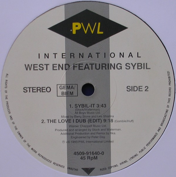 West End Featuring Sybil - The Love I Lost | PWL International (PWLT 253) - 4 West End Featuring Sybil - The Love I Lost | PWL International (PWLT 253) - 4