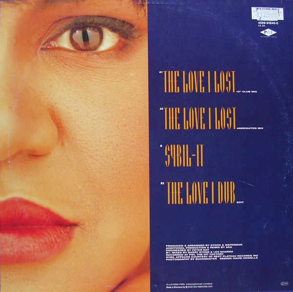 West End Featuring Sybil - The Love I Lost | PWL International (PWLT 253) - 2 West End Featuring Sybil - The Love I Lost | PWL International (PWLT 253) - 2