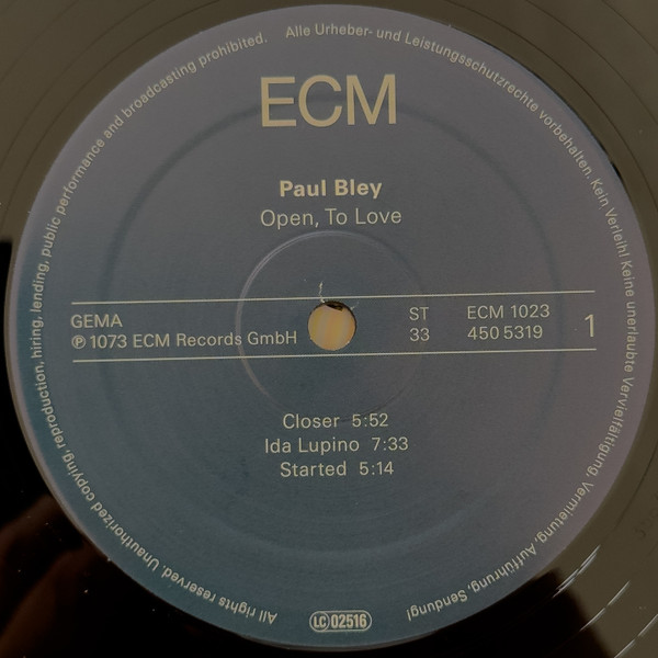 Paul Bley - Open, To Love | ECM (ECM 1023) - 3