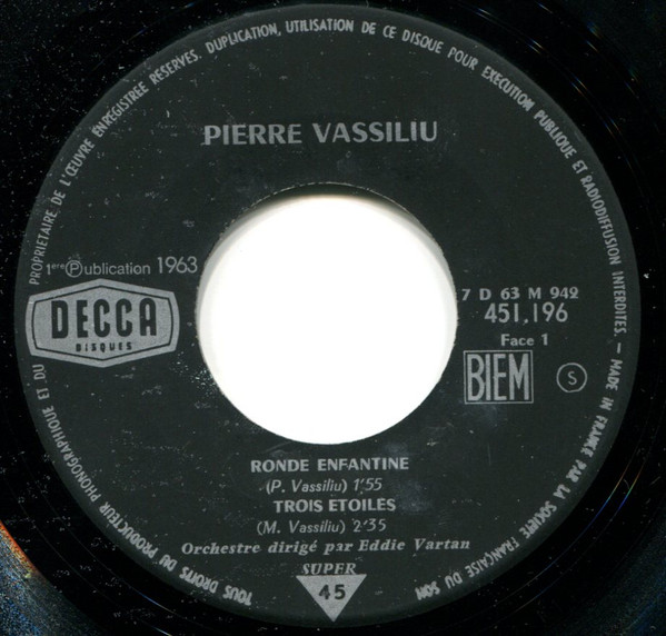 Pierre Vassiliu - Ronde Enfantine | Decca (451.196) - 3