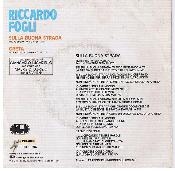 Riccardo Fogli - Sulla Buona Strada | Paradiso (PRD 10596) - 2