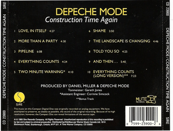 Depeche Mode - Construction Time Again | Sire (CD 23900)