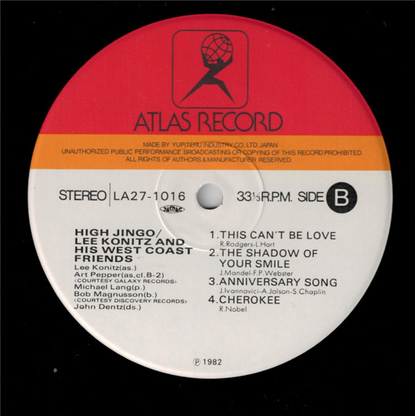 Lee Konitz & His West Coast Friends - High Jingo | Atlas Record (LA27-1016) - 4