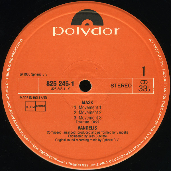 Vangelis - Mask | Polydor (825 245-1) - 3