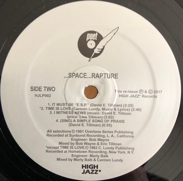 Potter And Tillman - ...Space...Rapture | High Jazz* Records (HJLP002) - 2