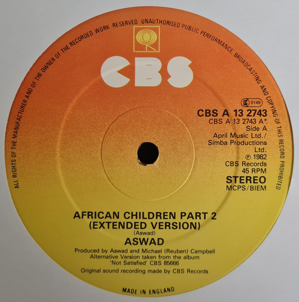 Aswad - African Children Part 2 (Extended Version) | CBS (CBS A 13 2743) - 2