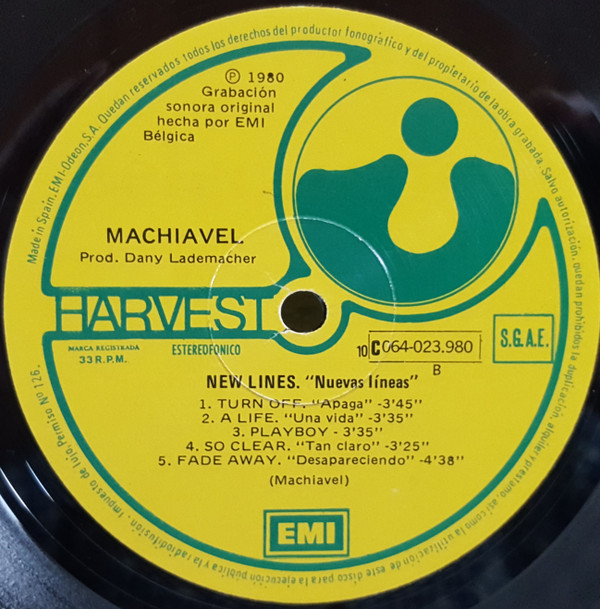 Machiavel - New Lines | Harvest (10C 064-23980) - 2