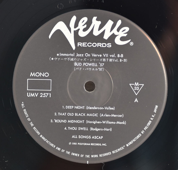 Bud Powell - Bud Powell '57 | Verve Records (UMV 2571) - 4