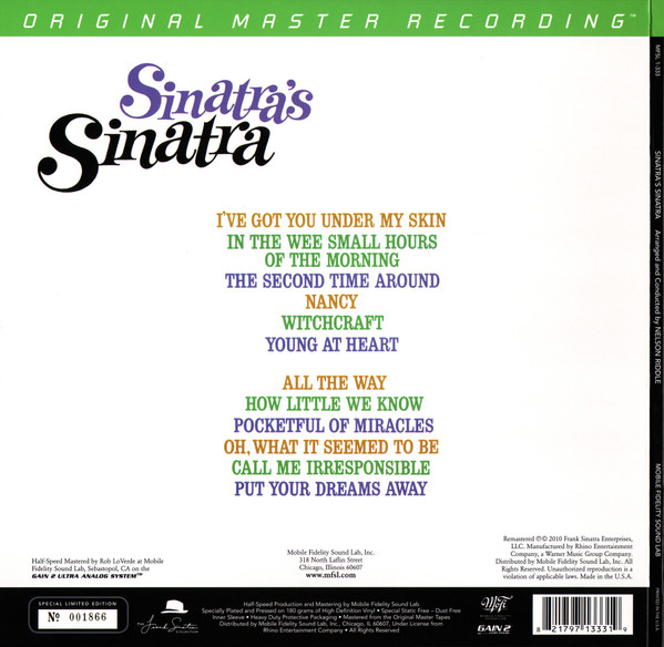 Frank Sinatra - Sinatra's Sinatra | Mobile Fidelity Sound Lab (MFSL 1-333) Frank Sinatra - Sinatra's Sinatra | Mobile Fidelity Sound Lab (MFSL 1-333)