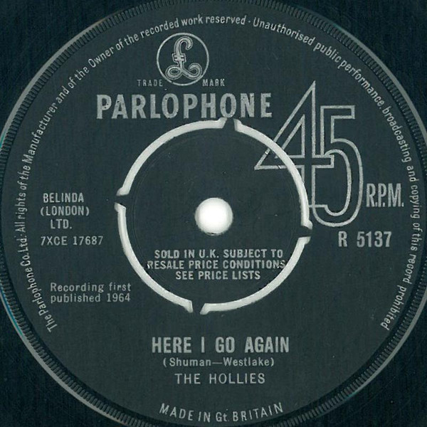 The Hollies - Here I Go Again | Parlophone (R 5137) - main