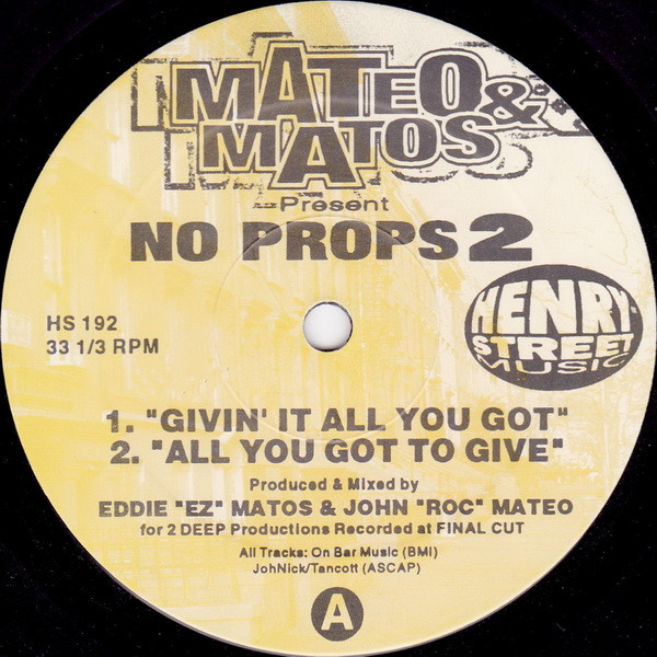 Mateo & Matos - No Props 2 | Henry Street Music (HS 192) - main
