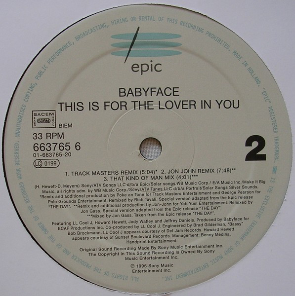 Babyface - This Is For The Lover In You | Epic (EPC 663765 6)