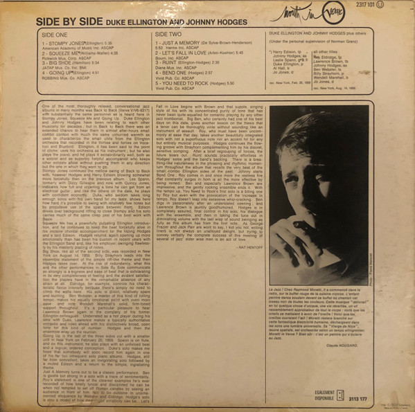 Duke Ellington And Johnny Hodges - Side By Side | Verve Records (2317 101) - 3