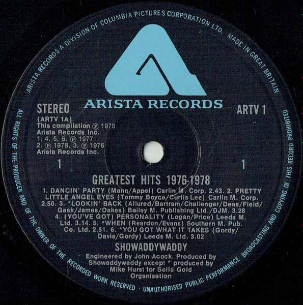 Showaddywaddy - Greatest Hits 1976 - 1978 | Arista (ARTV 1) - 4