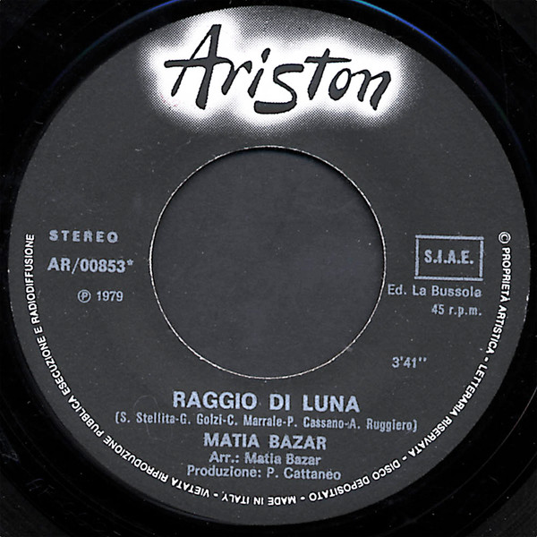 Matia Bazar - Raggio Di Luna | Ariston (AR/00853) - 3
