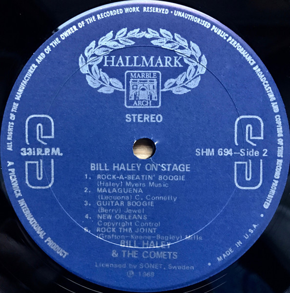 Bill Haley And His Comets - Bill Haley On Stage | Hallmark Marble Arch (SHM 694) - 4