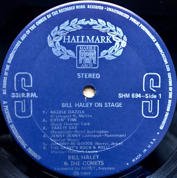 Bill Haley And His Comets - Bill Haley On Stage | Hallmark Marble Arch (SHM 694) - 3