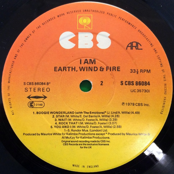 Earth, Wind & Fire - I Am | CBS (CBS 86084) - 6