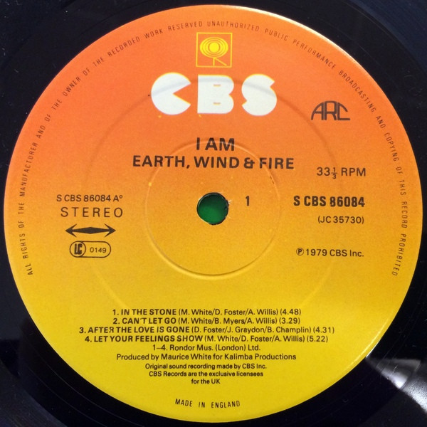 Earth, Wind & Fire - I Am | CBS (CBS 86084) - 5