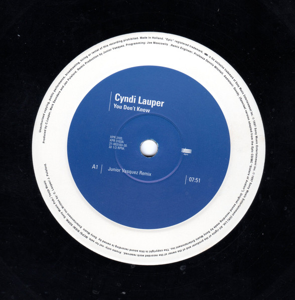 Cyndi Lauper - You Don't Know | Epic (XPR 3103) - 2