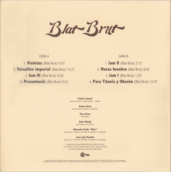 Blat Brut - Blat Brut | Wah Wah Records (LPS137) - 2