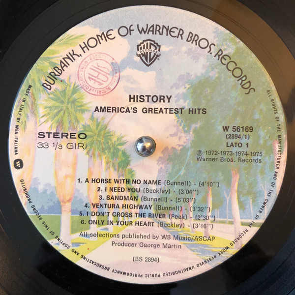 America - History · America's Greatest Hits | Warner Bros. Records (W 56169) - 2
