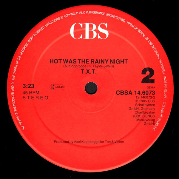 T.X.T. - Girl's Got A Brand New Toy (The Mega-Gigantic-120 dB Artlab-Mix) | CBS (A 14.6073) - 4