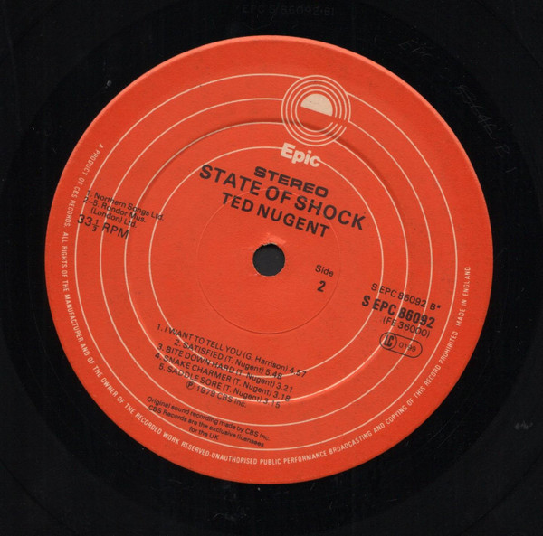 Ted Nugent - State Of Shock | Epic (S EPC 86092) - 4 Ted Nugent - State Of Shock | Epic (S EPC 86092) - 4