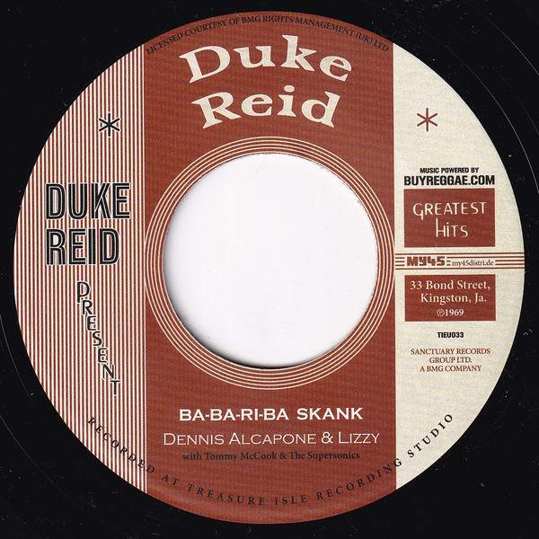 Ken Parker , Dennis Alcapone & Lizzy with Tommy McCook & The Supersonics - I Can't Hide /Ba-Ba-Ri-Ba Skank | Duke Reid (TIEU033) - 2